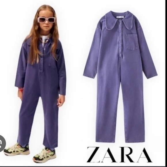 Kids Zara Bib Jumpsuit Purple - Picture 1 of 10